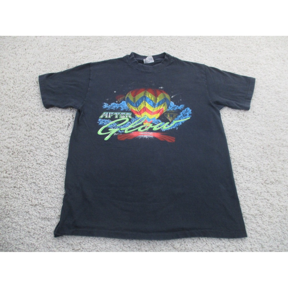 Vintage After Glow Shirt Mens Large Black Hot Air Balloon Single Stitch USA 90s